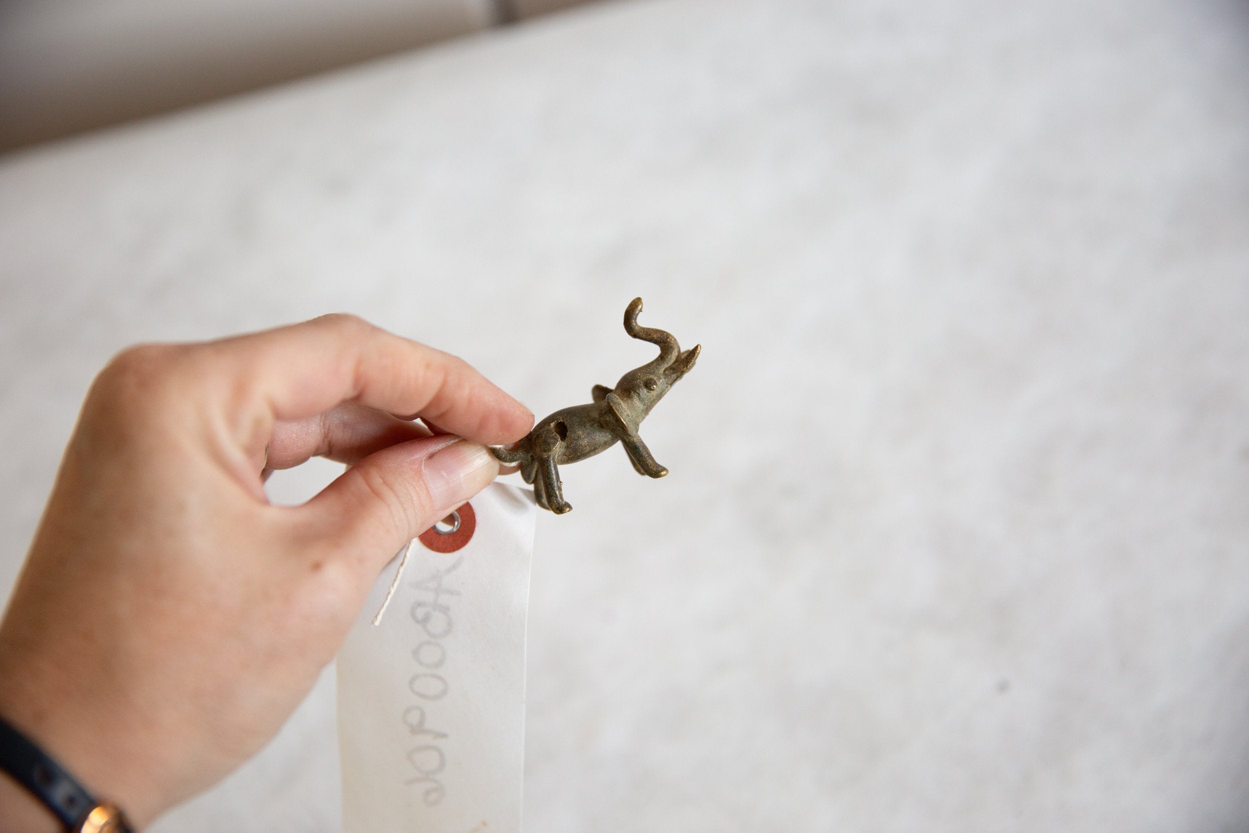 Vintage African Bronze Elephant Trunk Up Tongue Out Pendant // ONH Item ab00906 Image 2