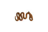 Vintage African iron snake with a coiled body, rusted patina, and head to the side.