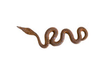 Mid-century handmade African iron snake with rich dark brown rust patina.