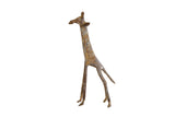 Vintage African bronze giraffe sculpture, light textured patina, slender form, 6 inches tall.