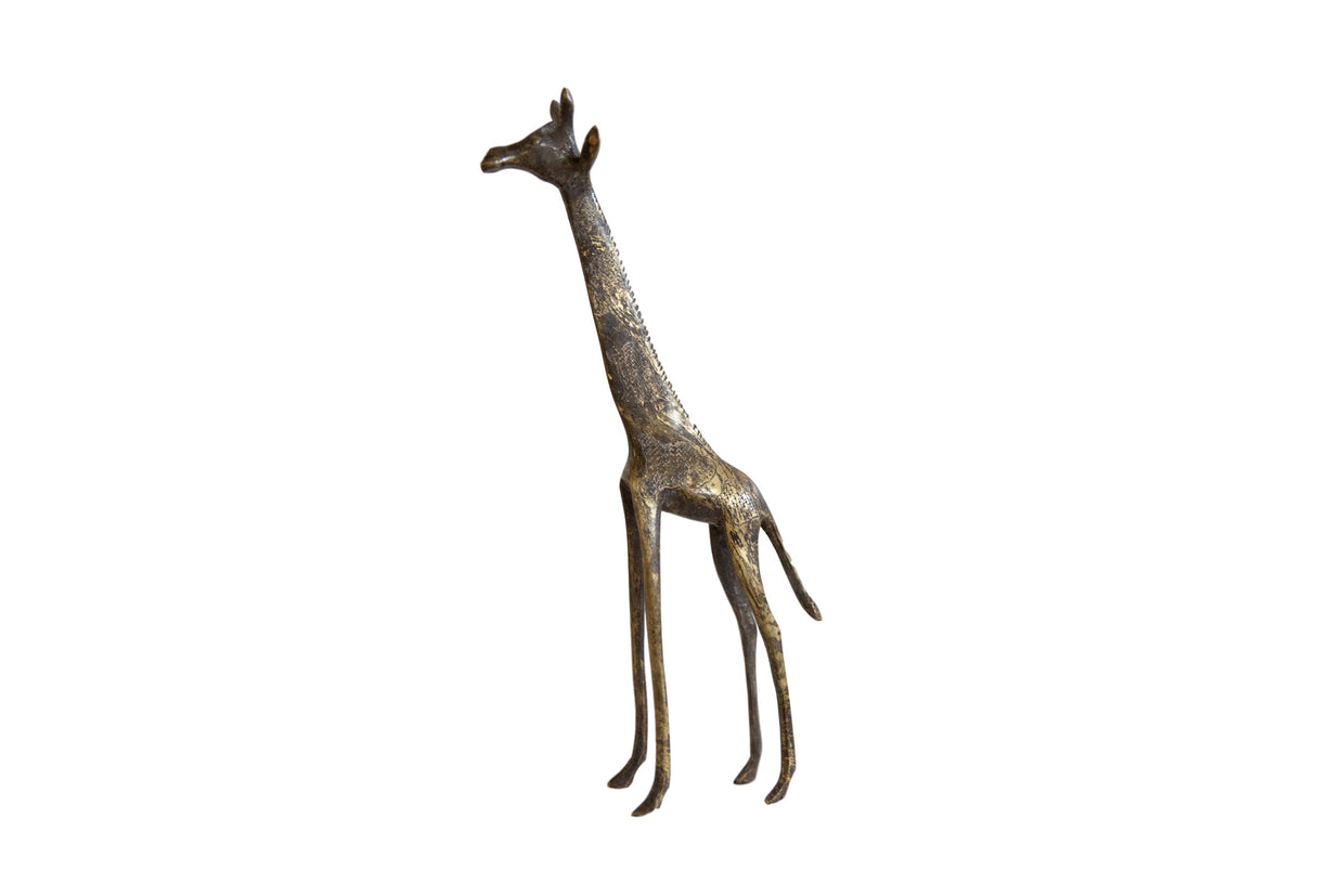 Vintage African Dark Bronze with Golden Streaks Giraffe // ONH Item ab00916