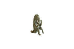 Vintage African Oxidized Bronze Peg Leg Monkey Sitting to Eat // ONH Item ab00919
