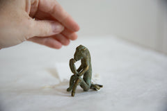 Vintage African Oxidized Bronze Peg Leg Monkey Sitting to Eat // ONH Item ab00919 Image 4