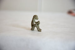 Vintage African Oxidized Bronze Sitting Monkey with Banana // ONH Item ab00920 Image 4