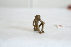 Vintage African Bronze Sitting Monkey Eating Banana // ONH Item ab00922 Image 1