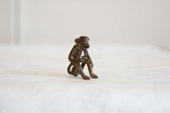 Vintage African Bronze Sitting Monkey Holding Banana // ONH Item ab00924 Image 1