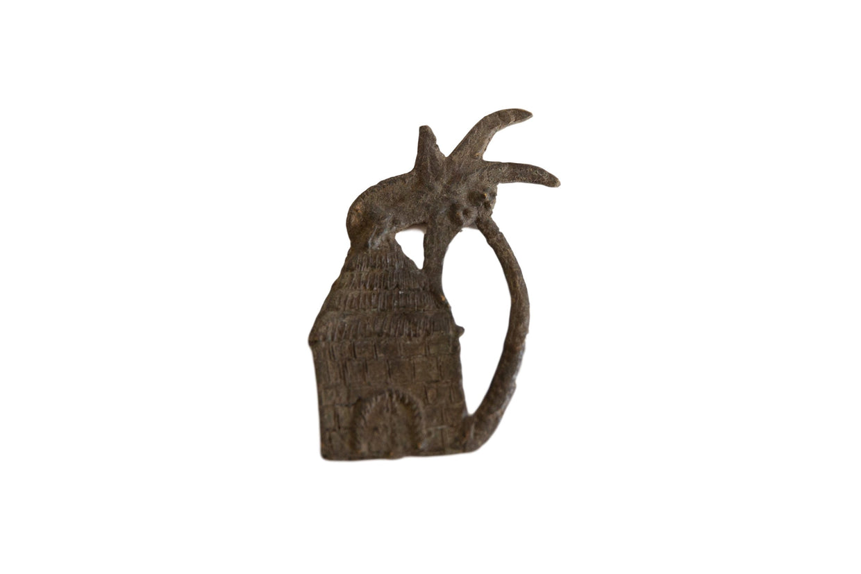 Vintage African Bronze Decorative Hut with Palm Tree // ONH Item ab00926