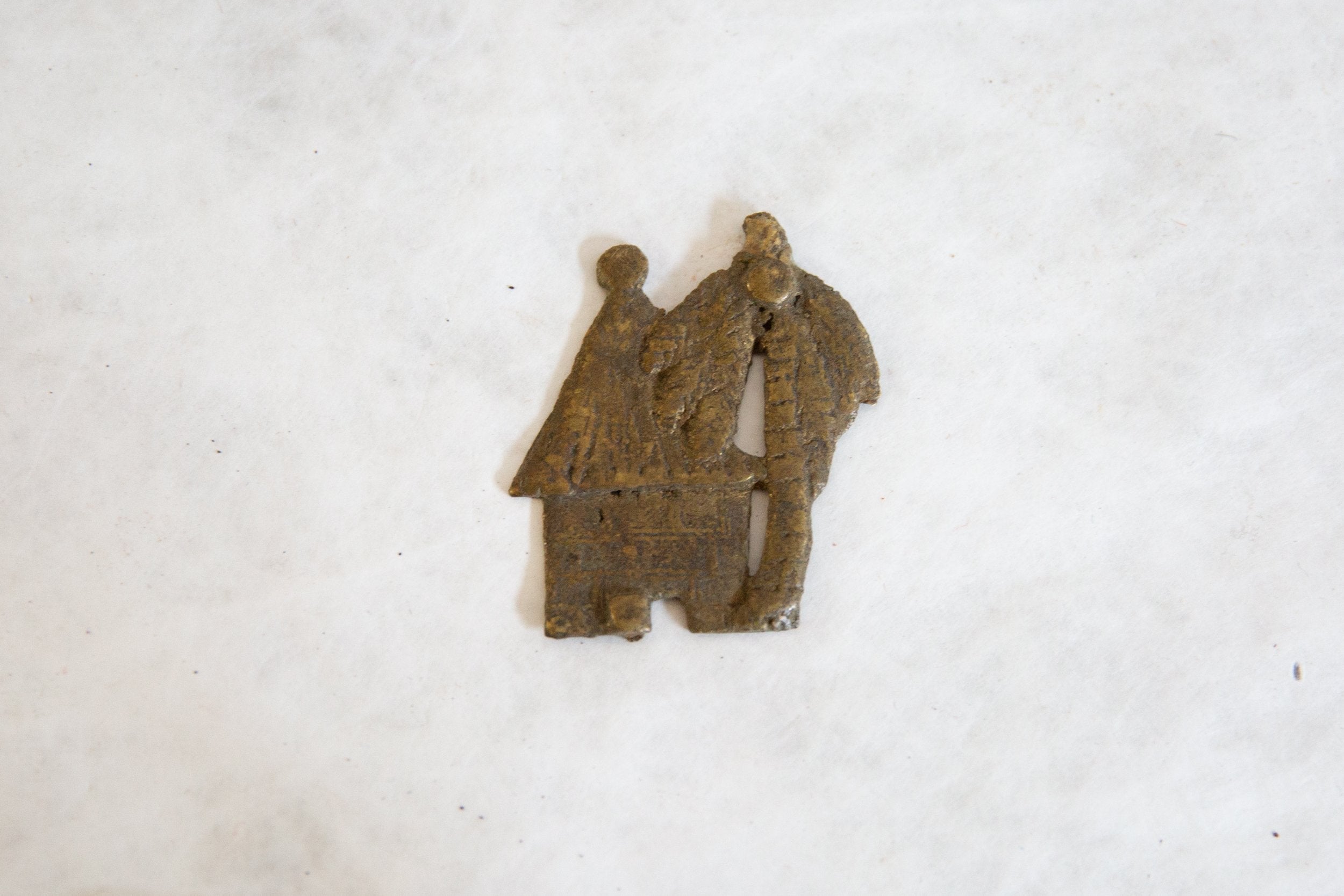 Vintage African Bronze Decorative Hut with Palm Tree // ONH Item ab00928 Image 1