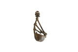 Vintage African bronze instrument pendant with a rustic, handmade form and dark aged patina.