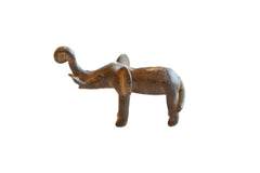 Vintage African Bronze Elephant with Curled Trunk // ONH Item ab00957
