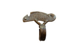 Vintage African bronze chameleon ring with textured casting details and an oxidized finish.
