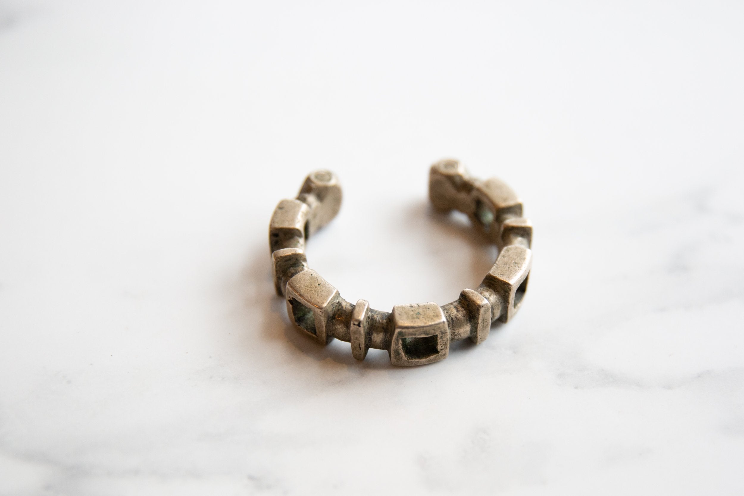 Antique African Silver Geometric Design Bracelet // ONH Item ab00974 Image 1