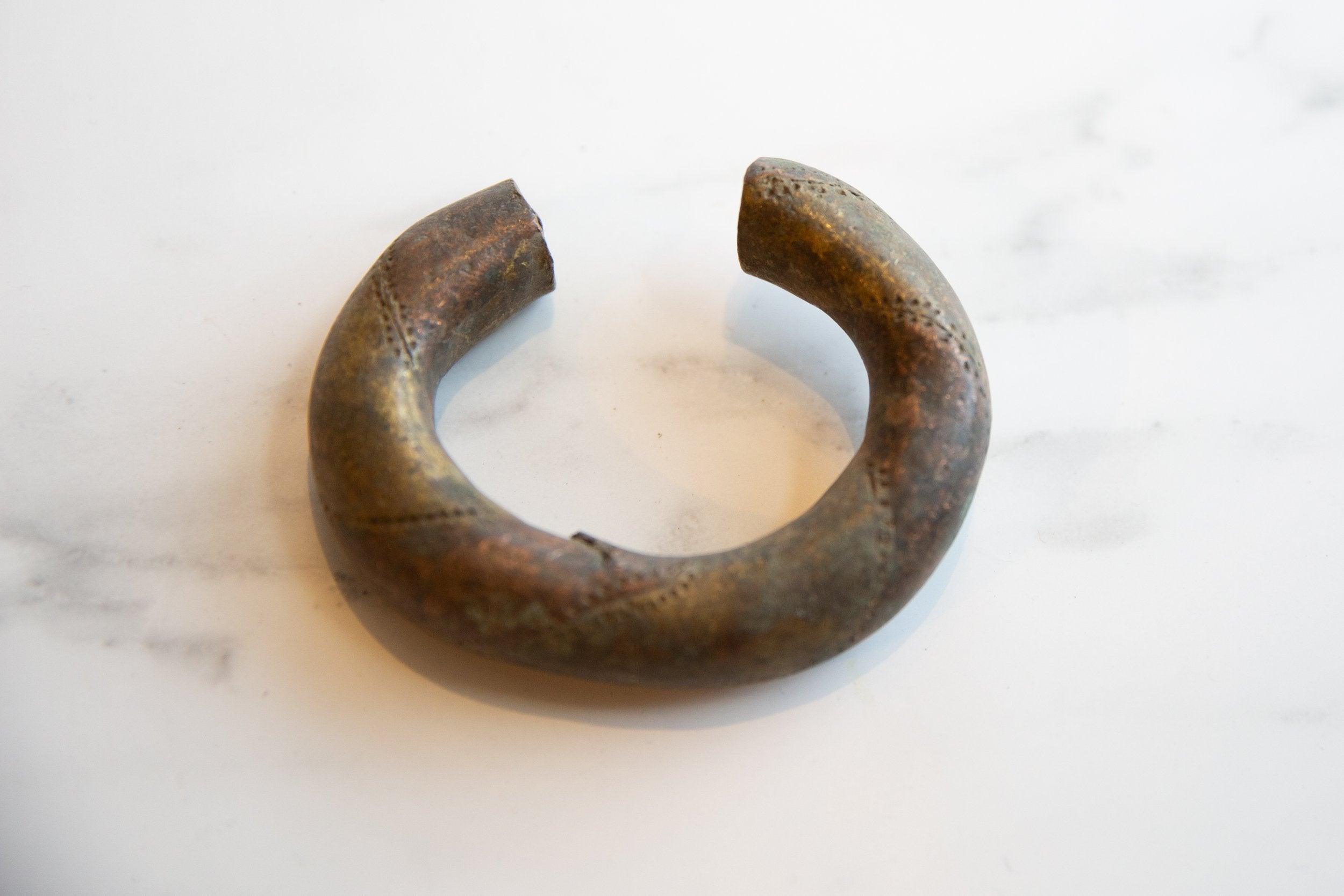 Vintage African Copper and Bronze Barber Pole Design Bracelet // ONH Item ab00993 Image 1
