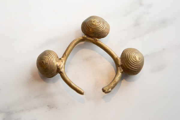 Vintage African Bronze Lobi Bell Cuff Bracelet with Gold Patina // ONH Item ab00997 Image 1