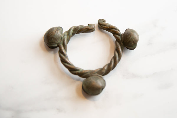Vintage African Bronze Lobi Bell Twisted Design Cuff Bracelet // ONH Item ab01000 Image 1