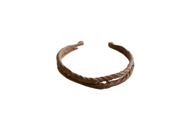 Vintage African Iron Double Banded Twisted Design Cuff Bracelet // ONH Item ab01008