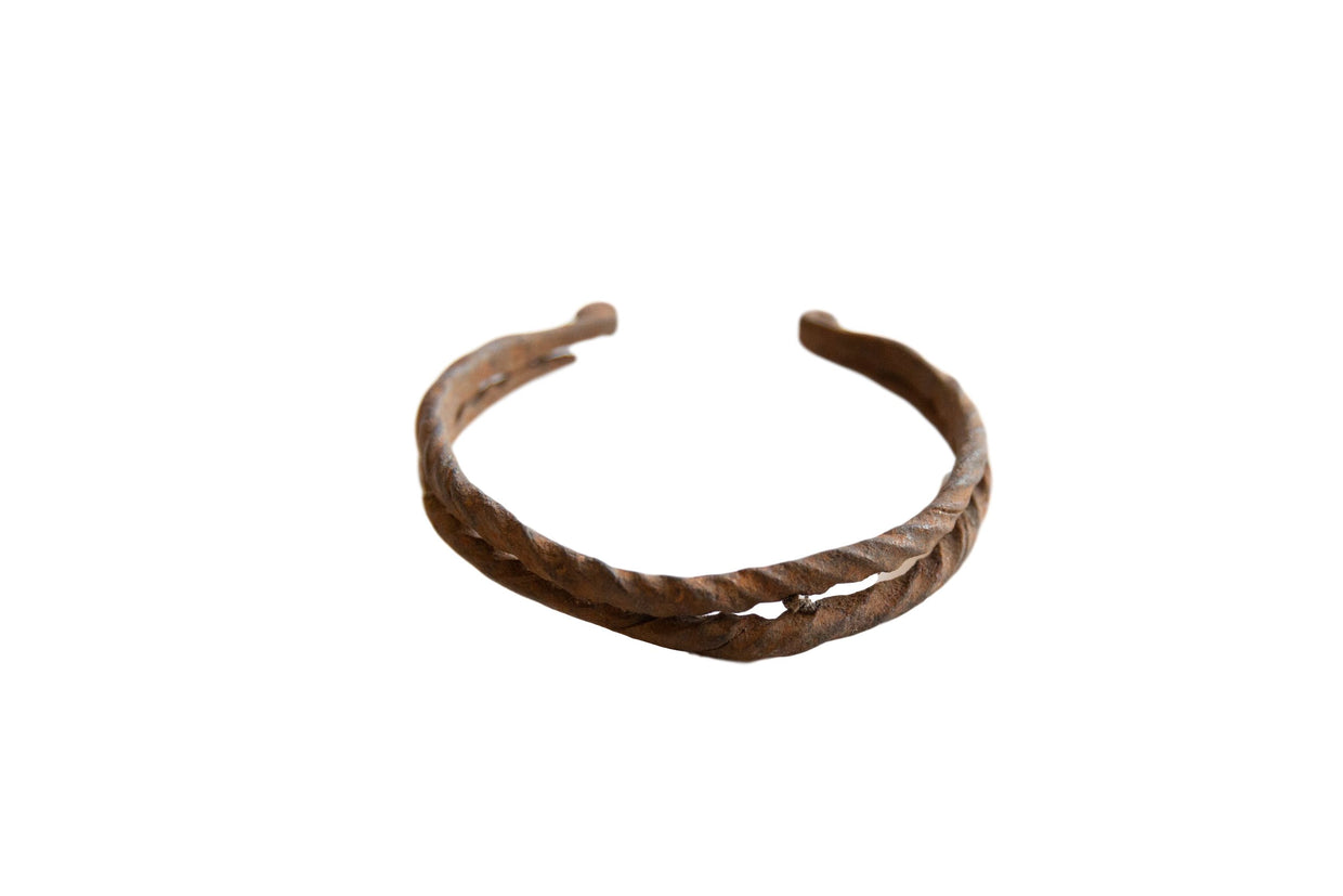 Vintage African Iron Double Banded Twisted Design Cuff Bracelet // ONH Item ab01008