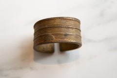Vintage African Bronze Cuff Bracelet with Geometric Detailing // ONH Item ab01015 Image 1