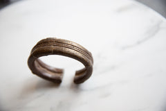 Vintage African Bronze and Copper Striped Cuff Bracelet // ONH Item ab01016 Image 2