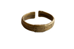 Vintage African Bronze Stripe Design Cuff Bracelet with Golden Patina // ONH Item ab01019