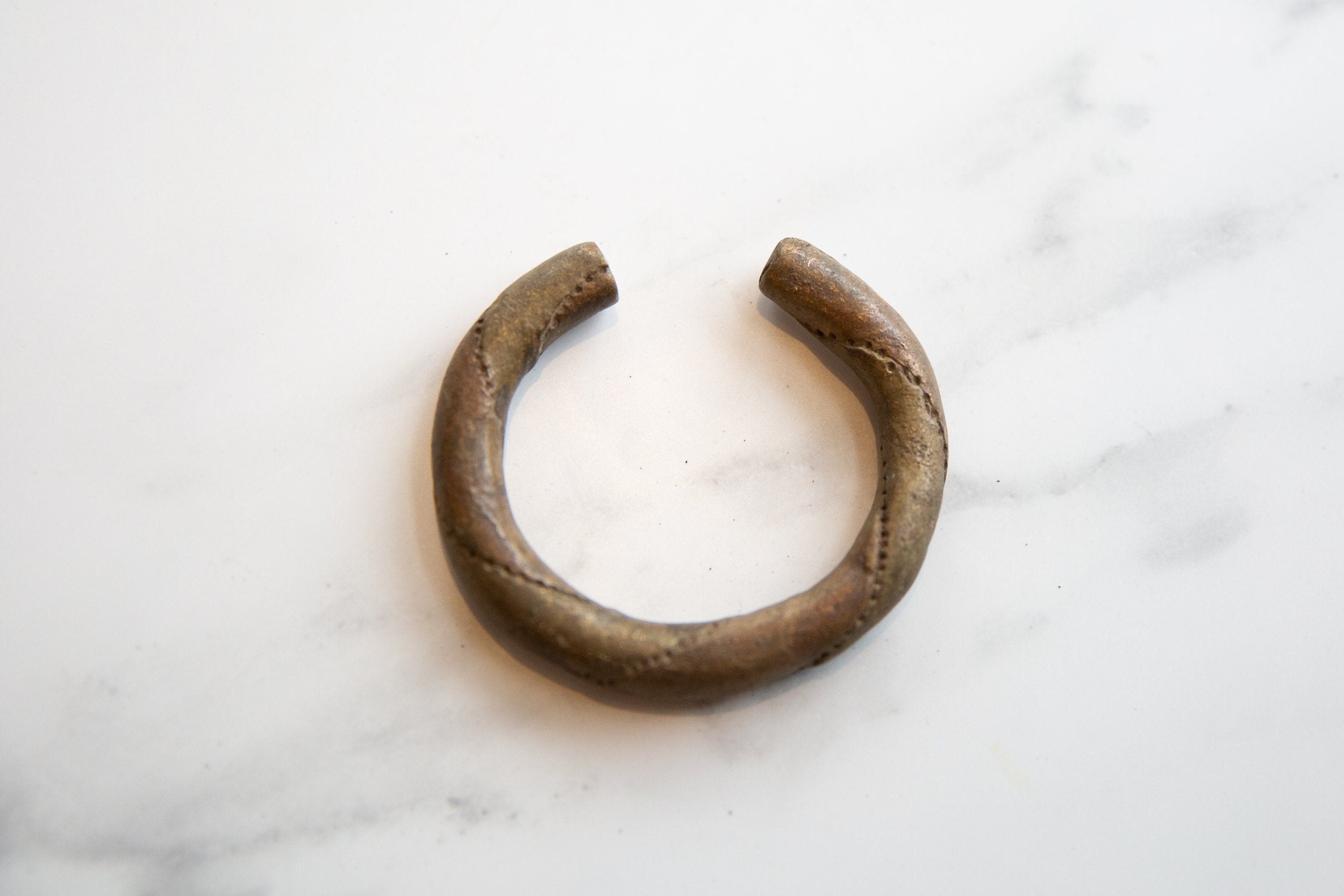 Vintage African Bronze and Copper Barber Pole Design Bracelet // ONH Item ab01028 Image 1