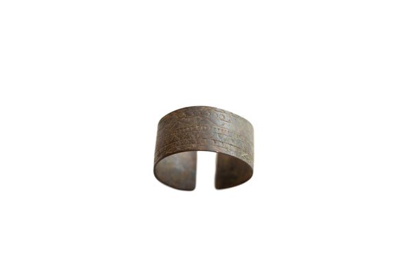 Vintage African Bronze Alloy Cuff Bracelet with Faded Detailing // ONH Item ab01049