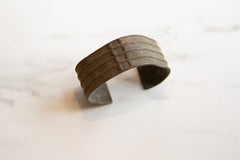 Vintage African Bronze Stripe Design Cuff Bracelet // ONH Item ab01054 Image 2
