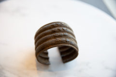 Vintage African Bronze Alloy Wide Cuff Bracelet with Geometric Detailing // ONH Item ab01060 Image 2