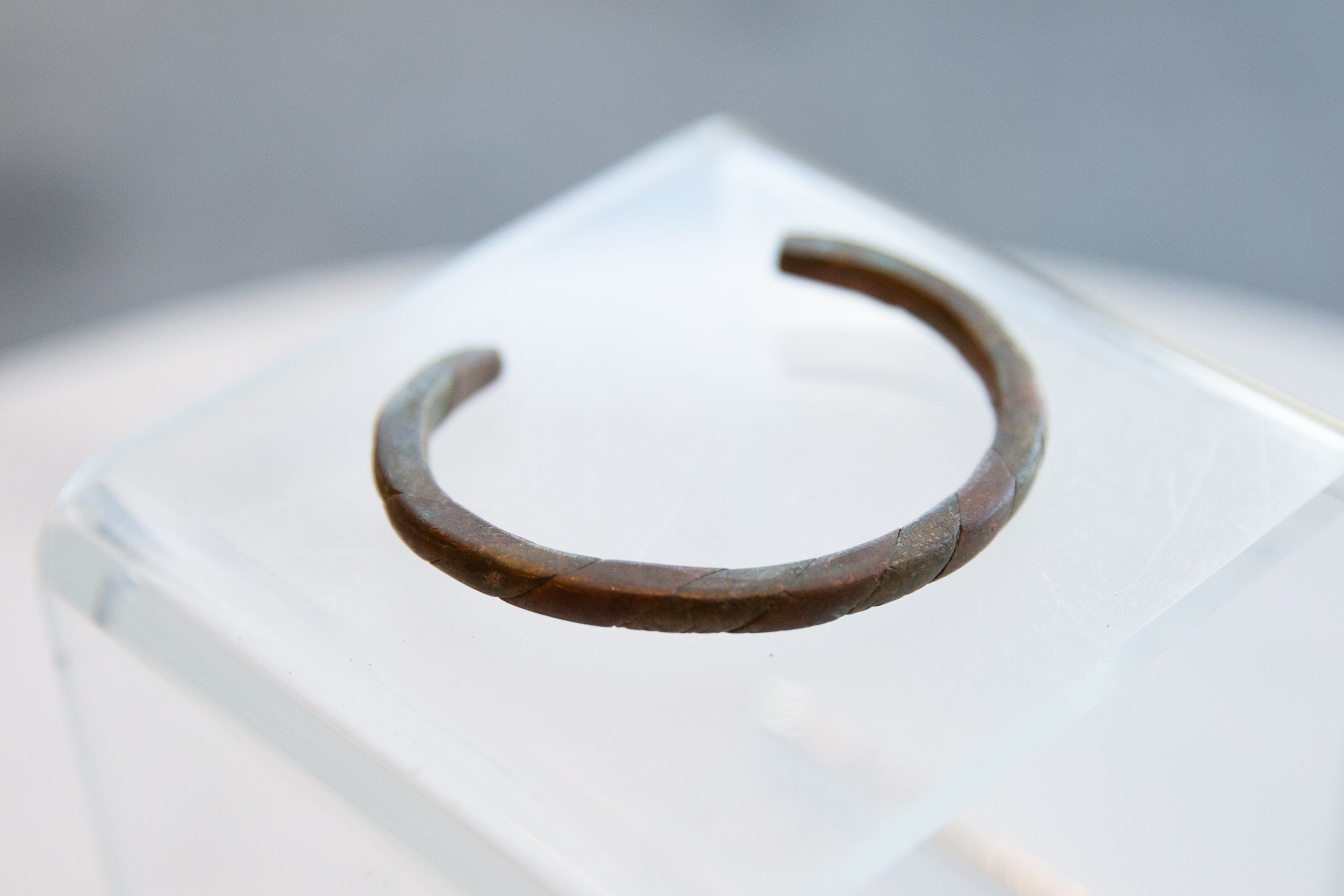 Vintage African Bronze and Copper Barber Pole Design Bracelet // ONH Item ab01063 Image 1