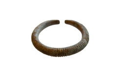 Vintage African Bronze Snake Bracelet with Geometric Detailing // ONH Item ab01071