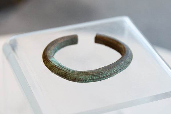 Vintage African Oxidized Copper Cuff Bracelet with Striped Detailing // ONH Item ab01078 Image 1