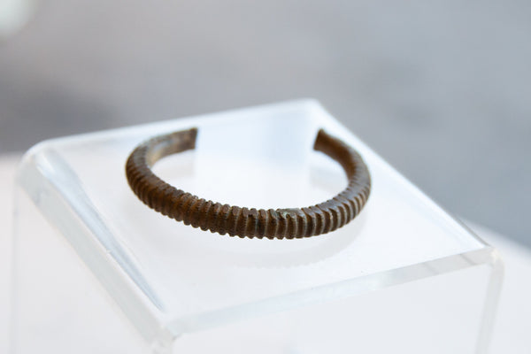 Vintage African Bronze Striped Cuff Bracelet // ONH Item ab01081 Image 1