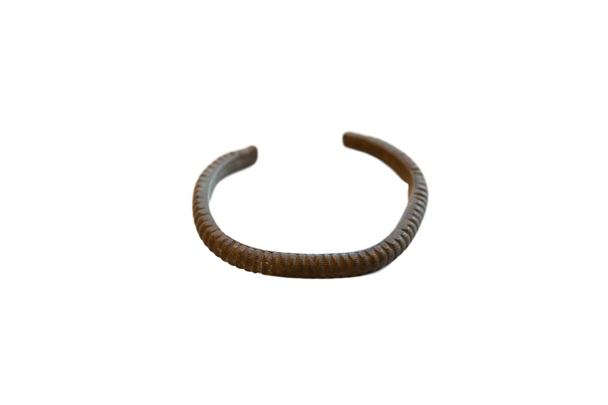 Vintage African Bronze Striped Cuff Bracelet // ONH Item ab01084