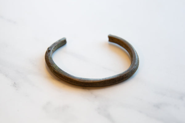 Vintage African Bronze Striped Cuff Bracelet // ONH Item ab01085 Image 1