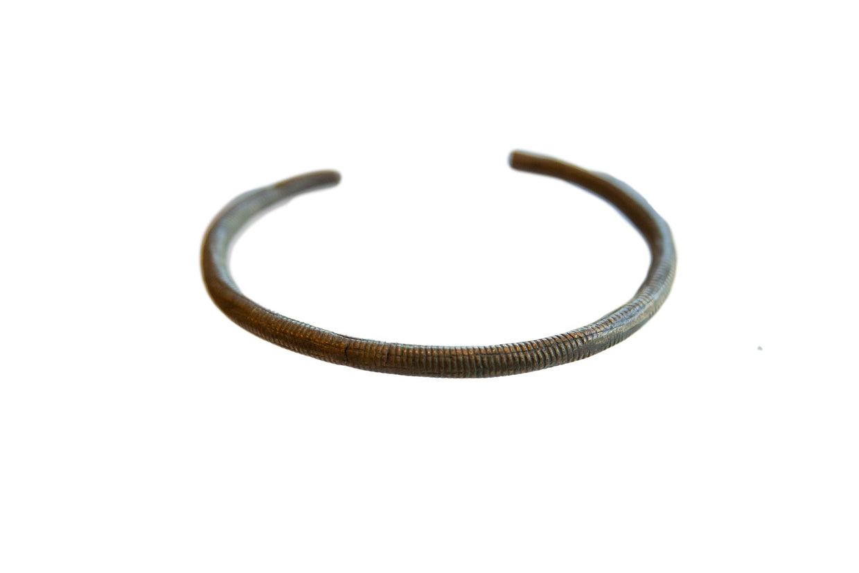 Vintage African Bronze Striped Cuff Bracelet // ONH Item ab01094
