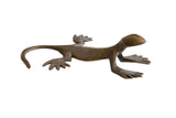 Collectible vintage African dark bronze gecko, handmade with a textured finish.