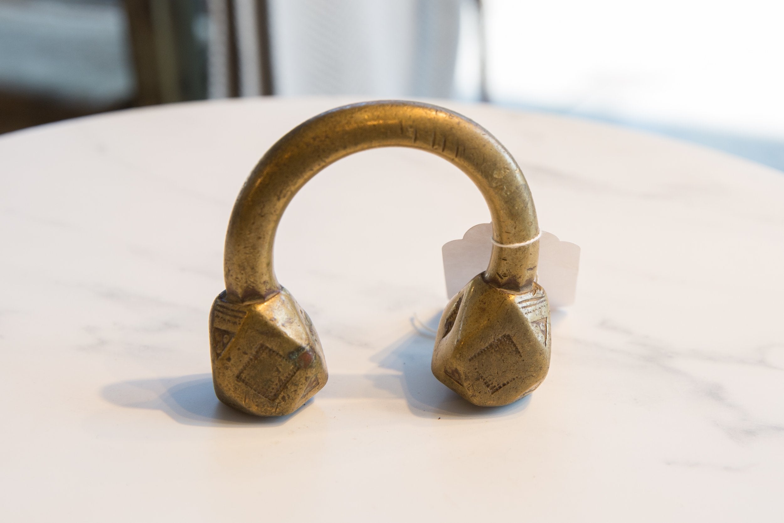 Antique African Bronze Tuareg Cuff Bracelet with Gold Patina // ONH Item ab01125 Image 1