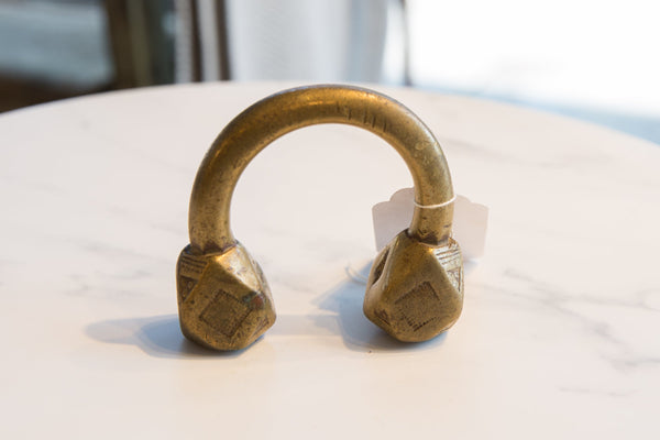 Antique African Bronze Tuareg Cuff Bracelet with Gold Patina // ONH Item ab01125 Image 1