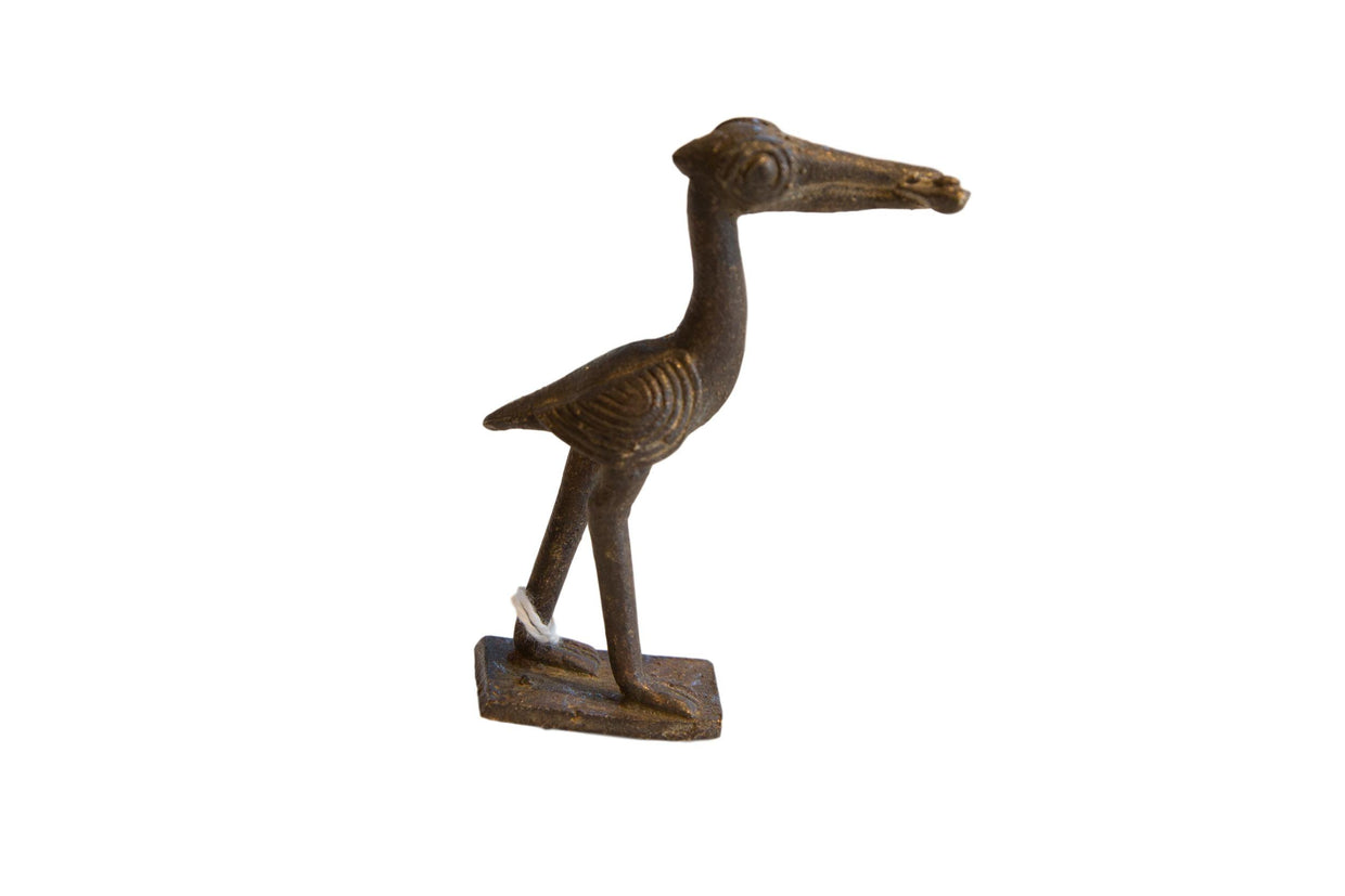 Vintage African Dark Bronze Stork with Fish // ONH Item ab01126