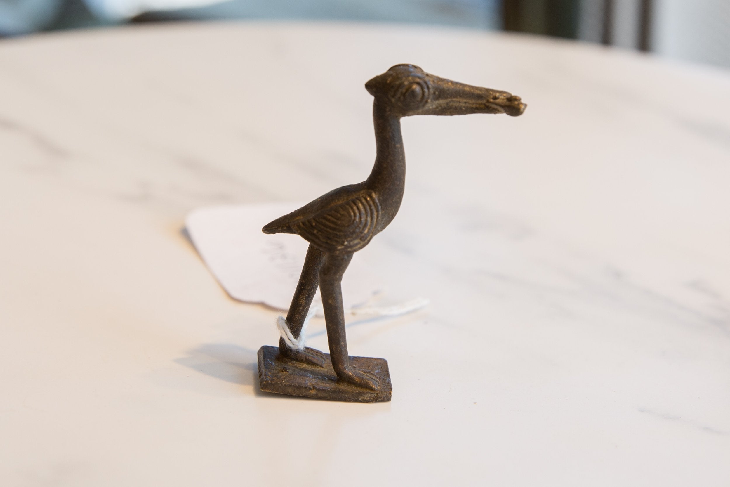 Vintage African Dark Bronze Stork with Fish // ONH Item ab01126 Image 1
