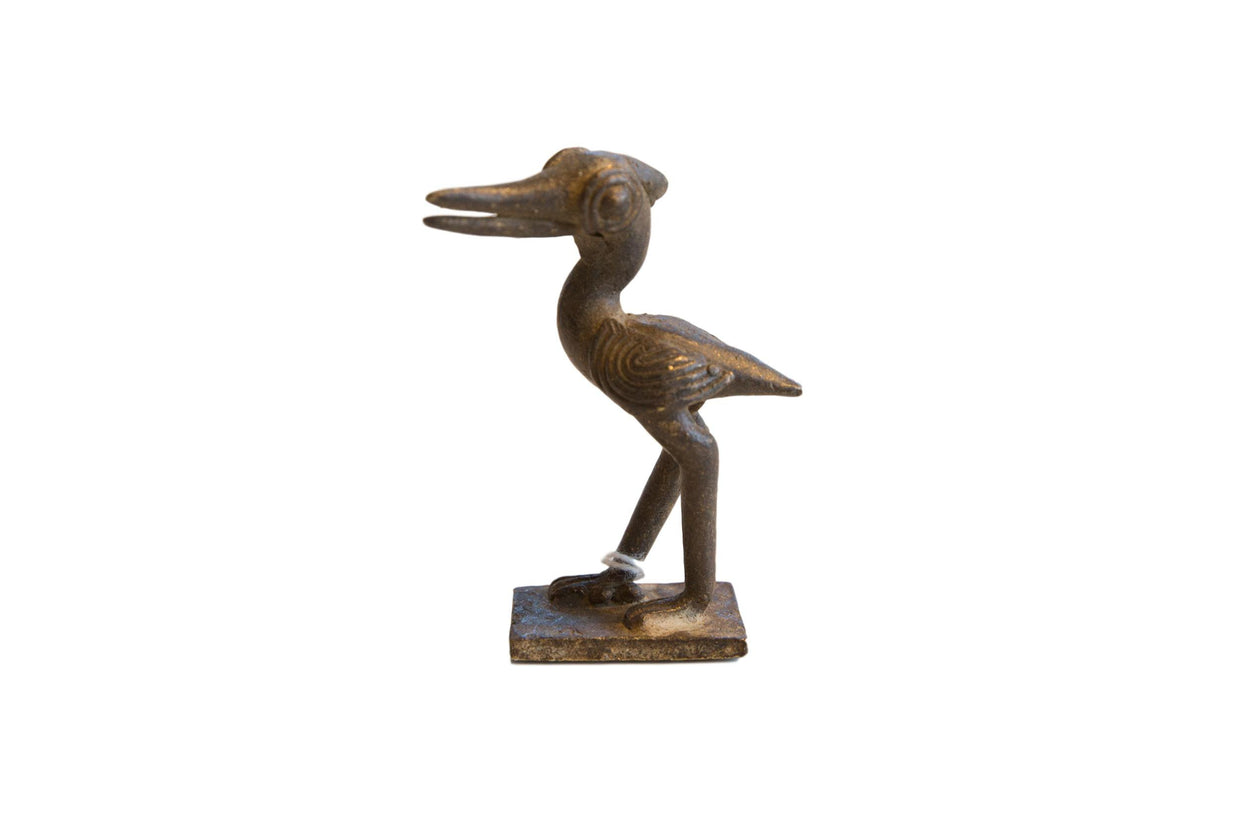 Vintage African Dark Bronze Stork Turning Head // ONH Item ab01128