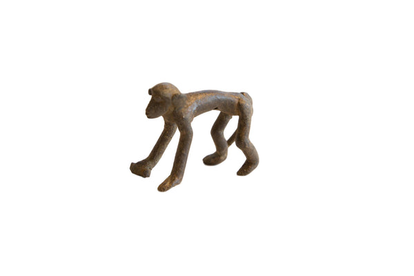 Vintage African Dark Bronze Smooth Backed Monkey with Banana // ONH Item ab01130