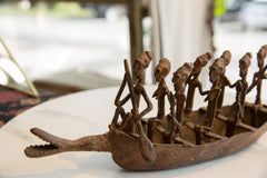 Antique African Bronze Crocodile Design Boat with Passengers // ONH Item ab01135 Image 4