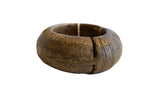 Antique African thick bronze bracelet with geometric detailing and a rich, aged patina.