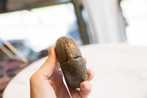 Antique African Thick Bronze Bracelet with Geometric Detailing // ONH Item ab01138 Image 5