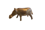 Vintage handmade African bronze alloy hippo sculpture with aged patina.