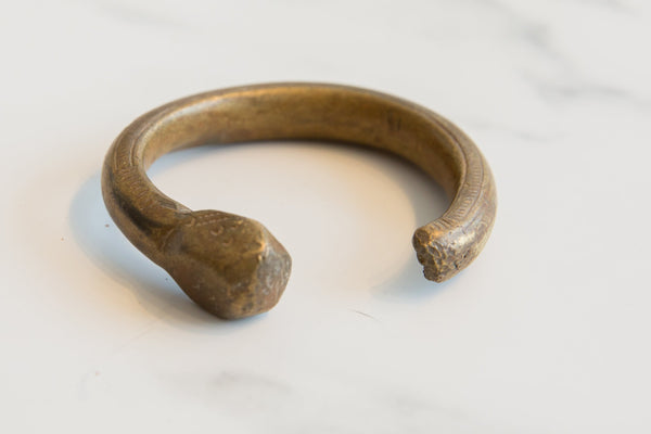 Antique African Bronze Imperfect Snake Cuff Bracelet // ONH Item ab01166 Image 1