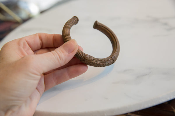 Antique African Copper Cuff Bracelet with Geometric Detailing // ONH Item ab01175 Image 3