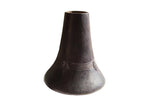 Vintage African indigo dyed wooden vase with purple hue, carved lines, 8.5 inches tall.