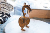 Vintage African bronze alloy bird pulley, rich patina, handmade design.